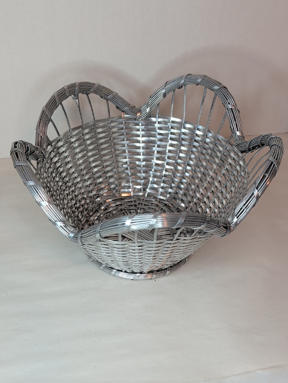 Vintage Silver Woven Decorative Basket